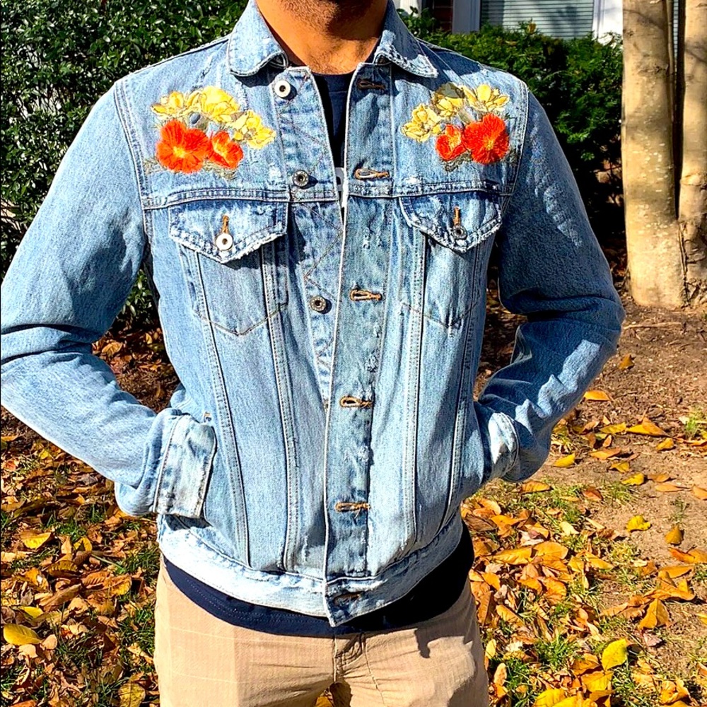 Lucky brand floral embroidered jacket